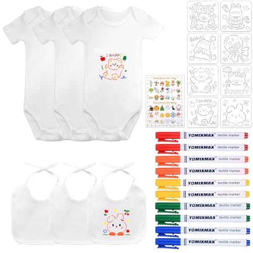 KingYH Lätzchen zum Bemalen und Bodys zum Bemalen Baumwolle DIY Baby...