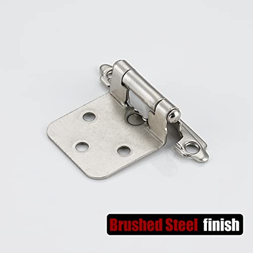 Jqk 1/2 Inch Overlay Cabinet Door Hinges Satin Nickel, 4 Pack 2 Pairs Flush Face Mount Cupboard Self-Closing Kitchen Cabinet Hinges, Ch200-Sn-P4 #TOP3