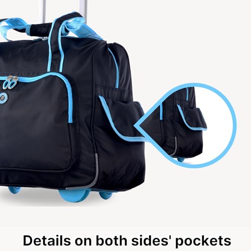 Olympia U.S.A. Deluxe Lightweight Rolling Overnighter Case Overnight Laptop Bag Weekender Travel Carry-On Suitcase Luggage with Wheels and Adjustable Push-Down Handle - Thumbnail 4