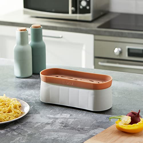 Lékué Quick Pasta, recipiente para cocinar pasta en microondas,Terracotta, Capacidad 1.5 l