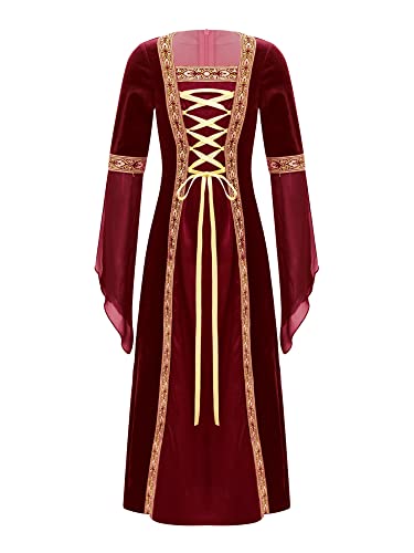 iEFiEL Mädchen Renaissance Kostüm Schnürung Kleid Samt Maxikleid Cosplay...
