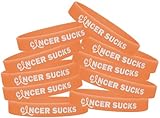 Fight Like a Girl Cancer Sucks Silicone Wristband Bracelets 10-Pack (Peach)