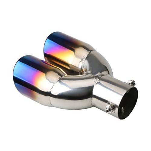 Asudaro Embout d'échappement de voiture, Embout d'échappement en acier inoxydable Tuyau d'échappement double Embout de tuyau d'échappement arrière Tuyaux d'extension de tuyau d'échappement