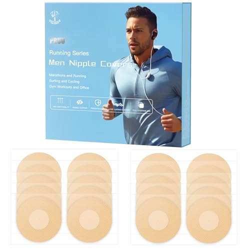 pbuu Running Nipple Covers for Men No Show Protection Men, 40 PCS Nipple Tape Guards for Runners, Anti Chafing Marathon Use, Multi-Size Packs, All-Day Comfort, Confident Coverage