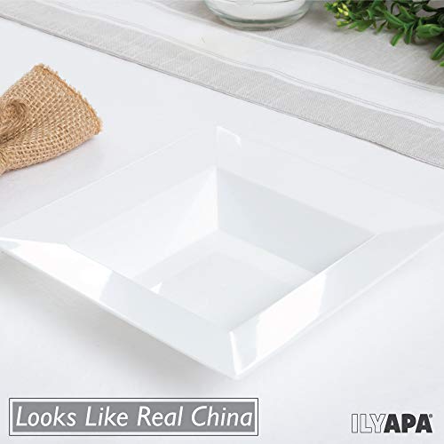 Ilyapa 12Oz Square Plastic Bowls Set Of 50 - White 12 Oz Disposable Bowl Pack #TOP2