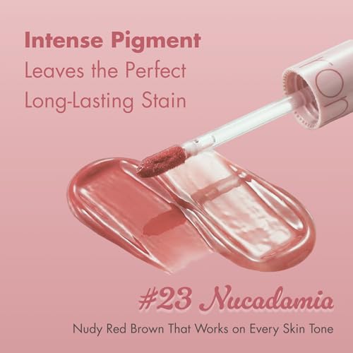 Image of rom&nd Juicy Lasting Tint #23 Nucadamia - K-Beauty Nudy Red Brown Lip Stain for Pure Bare Juicy Glossy Finish | Hydrating, Long-Lasting & Fruit-Inspired Korean Lip Tint