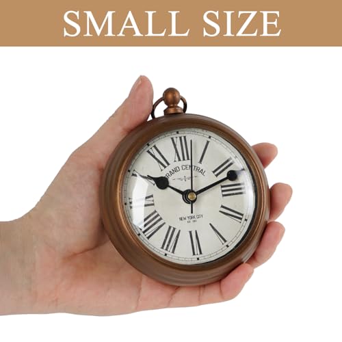 NIKKY HOME Small Retro Desk Clock, Silent Non-Ticking Classic Battery Operated Decorative Table Mantel Shelf Clock for Living Room