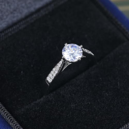 𝐑𝐓𝐓 𝐉𝐞𝐰𝐞𝐥𝐫𝐲 925 Sterling Silver Solitaire Engagement Ring – Round Cut Cubic Zirconia Promise or Wedding Band for Women (Size 6–9), Gift for Her4
