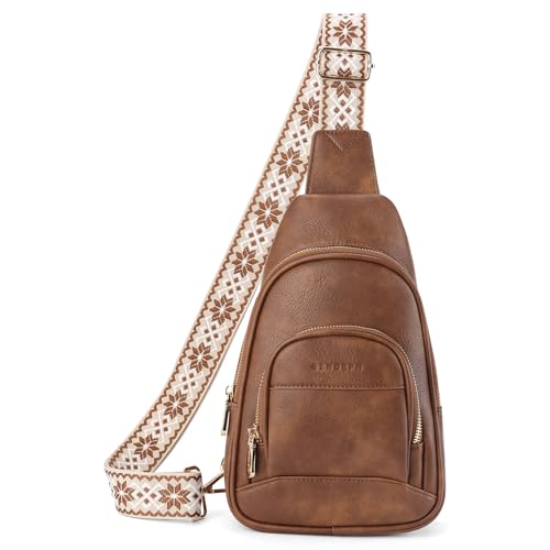 SENDEFN Crossbody Bags for Women PU Leather Sling Backpack Fanny Pack Chest Bag Casual Daypacks Travel Shopping