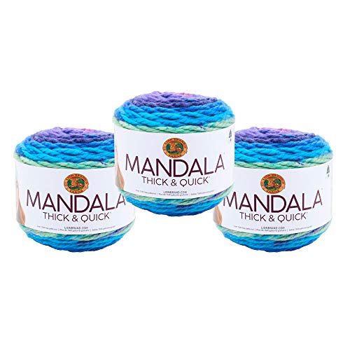 Image of Lion Brand Yarn, Mandala Thick & Quick Yarn, Vortex, Multicolor, 3 Pack | Variegated Super Bulky Acrylic Knit & Crochet Fiber, Baby Projects, Chunky Blankets, Colorful Hats, Scarves