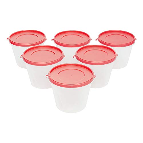 Image of Cutting EDGE Nesterware 1000ml Stackable Container (Set of 6, Light Red) | BPA-free plastic, stackable design, leak-proof, kitchen storage, pantry, fridge, meal prep, reusable, travel use