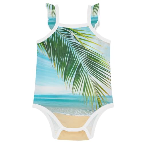 Baby Summer Cotton Bodysuits Soft Comfort Baby Sleeveless Undershirts 18M Beach Palm Leaf
