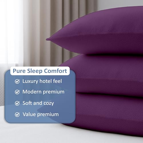 Image of ARLinen Sleeping Pillow Filler Set of 2 - Non-Woven Fabric, Fluffy Cotton Filling, Home, Hospital, Hostel & Travel Use - Wine Purple 20x30 Inch