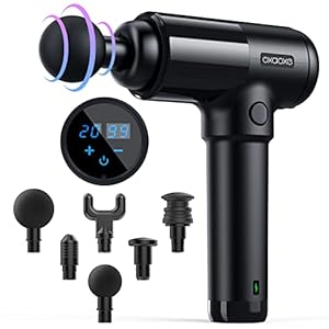 Massagepistole Massagegun OxaOxe für Schulter Rücken Massage Gun Massagegerät mit 6 Massageköpfen und 20 Geschwindigkeiten Muskel Massagegerät mit LCD Touchscreen