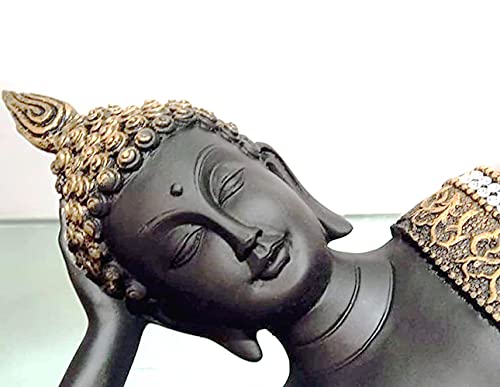 Image of Sleeping Buddha Statue for Home Decor Resin Showpiece Table Decorative Shelf Decoration Items for Living Room (Black Gold, 4X11 inch)