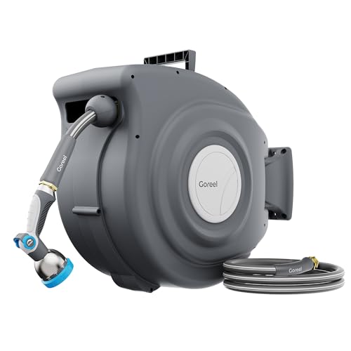 Retractable Garden Hose Reel 5/8 in x 65 ft Heavy Duty Autom