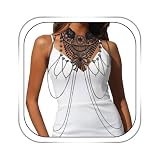 Salliy Gothic Black Body Chain Sexy Lace Shoulder Necklace Chain Layered Rhinestone Bra Chain Rave Prom Costume Party Body Jewelry for Women