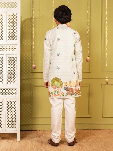 Image of AJ DEZINES Kurta Pajama For Kids Boys | Cotton Printed Chikankari Kurta Pyjama Set For Boys | Traditional & Festive Outfit | Party & Ethnic Wear | Stylish Kids Kurta Set