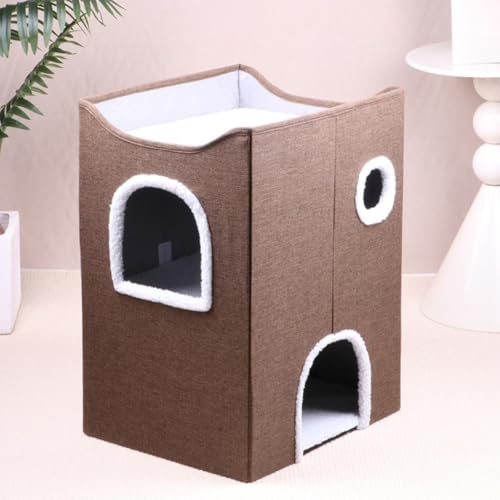 Figoday 猫ハウス 猫爪研ぎ ベッド ペットベッド キャット クーラーハウス 折りたたみ クッション付き ドーム型 猫寝床 室内用 おしゃれ かわいい 暖かい 爪とぎ付き 通気性 組立簡単 オールシーズン 小型犬 猫用 1層 2層 3層 (3段キャッ