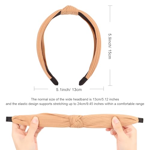 Image of DRESHOW 8 Pack Knotted Headbands for Women Wide Turban Headband Yoga Exercise Ribbing Hair Hoop Hair Bands Accessories