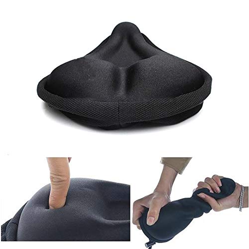 HITECHLIFE Sílice Sillín De Bicicleta, Funda De Cojín De Gel para Sillín De Bicicleta para Bicicleta de montaña, Bicicleta estática de Ejercicio, Ciclismo al Aire Libre Gel Bike Seat, Negro