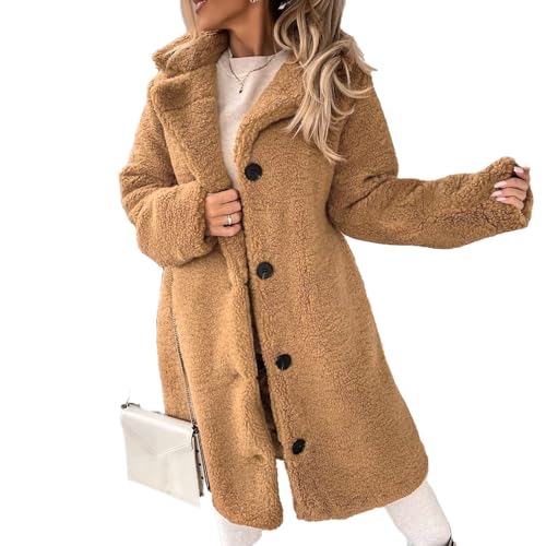 Levdog Fuzzy Fleece Jackets for Women Button Down Long Teddy