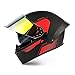 Orthrus Modular LED Full Face Motorcycle Helmet - DOT Approved Flip-Up Dual Visor Sun Shield & Bluetooth Ready for Adults Men Women - Street Bike/Motocross (Dobermann Red, XL)