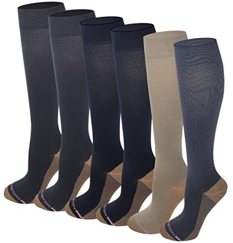 Dr. Motion 6 Pairs Women Copper Infused Graduated compression knee high socks