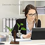 XXXFLOWER Plant Terrarium Wooden Stand, Hydroponic Planter Bulb Glass Metal Swivel Holder Retro Air Plants Water Plants for Home Office Decoration, Plant Lover Gifts - 2 Love Bulb Vase - Image 3