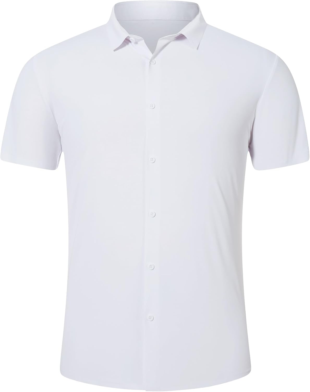 Men Short Sleeve Button Down Stretchy Muscle Shirts Skinny Performance Wrinkle Free Dress Shirts