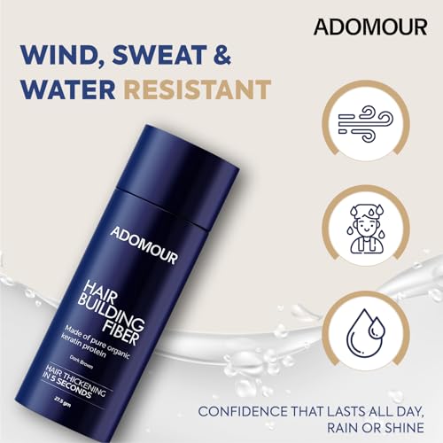 Hair Building Fiber 27.5g | Keratin Fibers for Thin, Fine & Thinning Hairs | Natural Coverage | For Thickening & Volumizing | Bald Spot Cover Up Hair Fiber Powder for Men & Women (Dark Brown)