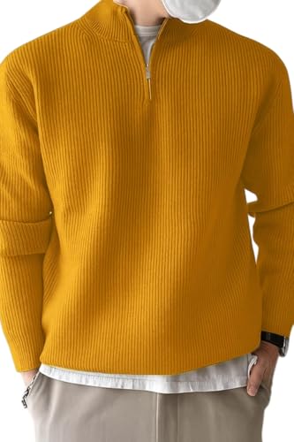Image of ColorChakra High Neck Woollen Sweater for Mens Half Zip Wool Cardigan Plus Size M to 5XL