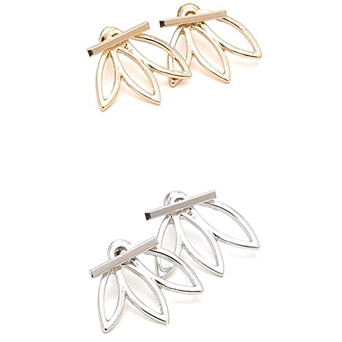 OREOLLE Lotus Flower Earrings lightweight Ear Cuffs Stud Earrings Jackets Elegant Fashionable (2 Pairs)