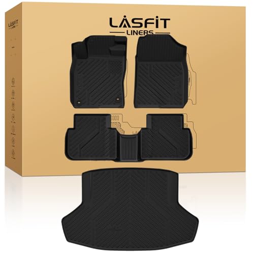 LASFIT Floor Mats & Trunk Mat for 11th Gen Honda Civic 2026 2025 2024 2023 2022 Sedan (Fits Rear Seats with or Without USB Ports) All Weather TPE Car Floor Liners 1st & 2nd Row & Trunk Liner