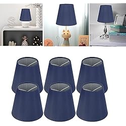 Lámparas Araña Con Pantalla Pantallas de lámpara pequeñas para lámparas de mesa, 6PCS Pantalla de lámpara con clip Pantallas de lámpara de araña Pantalla de luz colgante Pantallas de lámpara de tambor para lámpara(Azul oscuro)