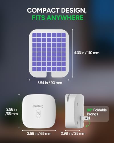 Buzbug Fly Trap Indoor, Plug-in Flying Insect Trap, Fruit Fly Traps for Indoors, Plug in Bug Trap, Gnat Trap for House Indoor, Bug Catcher for Gnat Moth Mosquito, 1 Device + 10 Refills Glue Cards