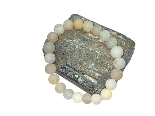 Bracelet extensible en calcédoine bleue pierre originale mate et réglable - 3
