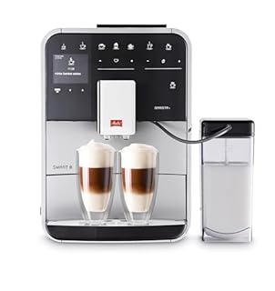 Melitta Barista T Smart - Kaffeevollautomat mit Milchsystem, Kaffeemaschine mit Mahlwerk, für z. B. Cappuccino oder Espresso, App Steuerung möglich, silber/schwarz