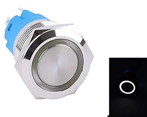 RDR big size on/off Type Stainless Still push button (19mm, White_Latching)
