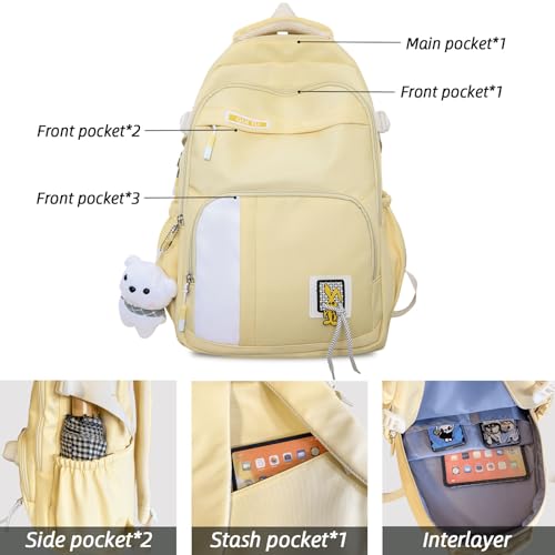 Teclado Kawaii Backpack with Cute Accessory 18.1 Inch Bookbags Laptop Bag Casual Lightweight Travel Daypacks (Black)4