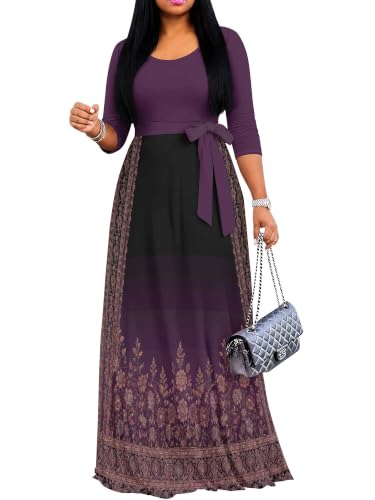 Image of Women's 3 /4 Sleeve Maxi Dress with Pockets