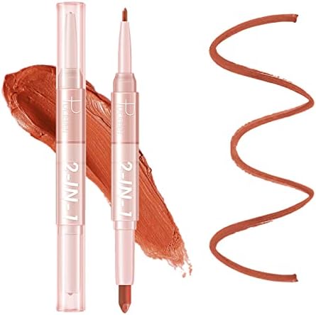 Matte Peach Lip Liner Pencil, Waterproof Lip Liner Double-ended Matte Lipstick Lip Crayon Long Wear Lip Liner Pen,Velvety Cream Matte Lip Stick, No Smudge Lip Crayon for Women Non Fading Non-stick Cup Lip Stain (06#)