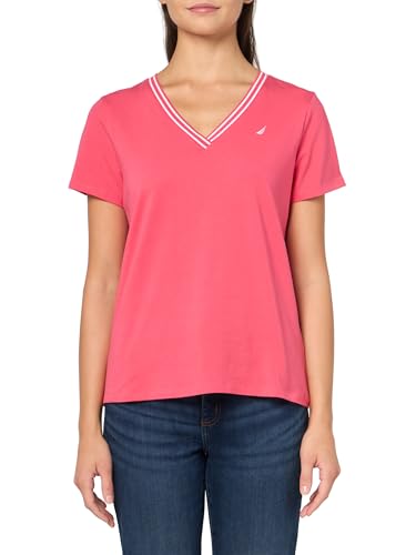 Image of Nautica Women's Solid V-Neck Short Sleeve T-Shirt Shirt