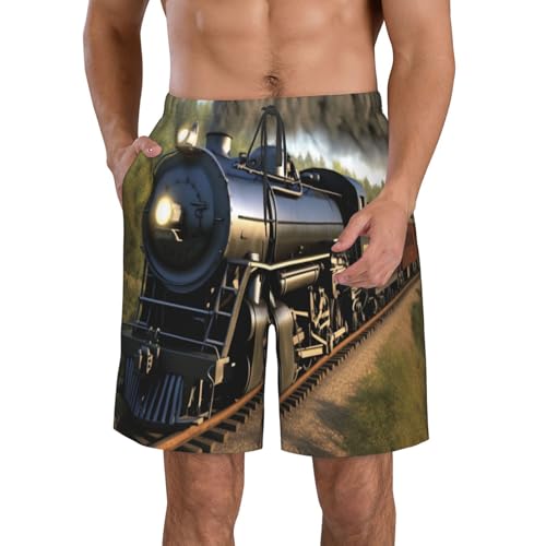 A Train in Motion Men's Beach Pants-Quick-Dry & Comfortable Mens Beach Shorts for Men, Perfect for Surfing and Everyday Wear