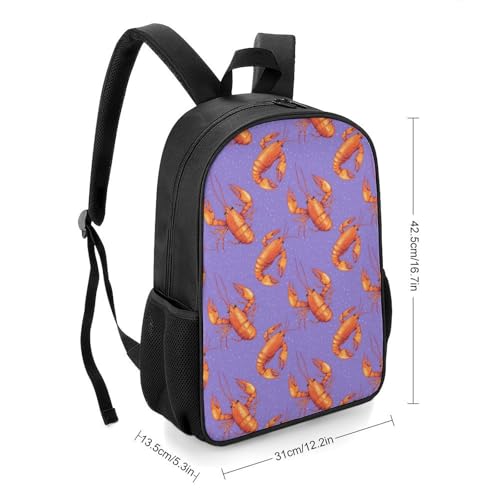 Lobster Pattern Travel Backpack Casual Daypack Shoulder Bag with Adjustable Shoulder Straps for Hiking2