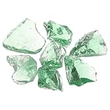 QUARKZMAN Vidrio para Fuego de Chimenea, 3-5cm Piedras de Vidrio Reflectantes de Alto Brillo para Chimenea Natural O de Propano, Seguro, Vidrio para Fuego de Chimenea, Verde Claro, 400G/14Oz