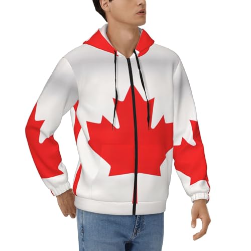 Sweat zippé thermique homme ultra chaud à imprimé canadien pour l'hiver