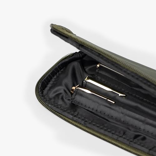 Image of Bellblock Premium Stationery Case & Pencil Pouch | Aesthetic Pencil Case for School /Office | Sleek Portable Pen Organizer | Compact Pen Pouch | Vegan Leather (Dark Green)