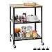 SoBuy SVW04-N wózek do serwowania z 3 półkami, pomocniczy, wózek na kółkach, wózek do herbaty, wózek kuchenny, regał kuchenny, design przemysłowy (szer. x wys. x gł.) ok.: 60 x 78 x 40 cm