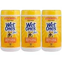 150-Count (3pk x 50ct) Wet Ones for Pets Antibacterial Dog Wipes w/ Aloe Vera